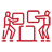 Icono de operarios de mudanzas profesionales y personal cualificado.